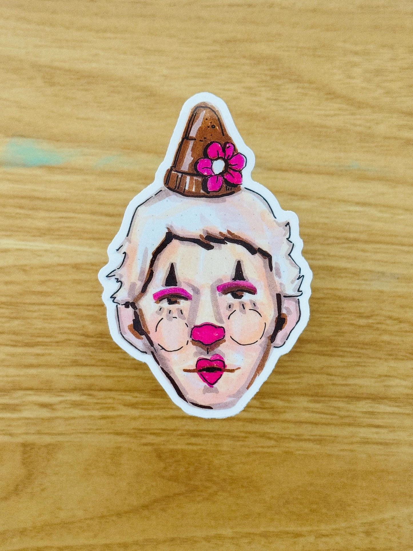 Pretty Clown Artist Decal | Waterproof  Weatherproof | Sticker from Artist Drawings