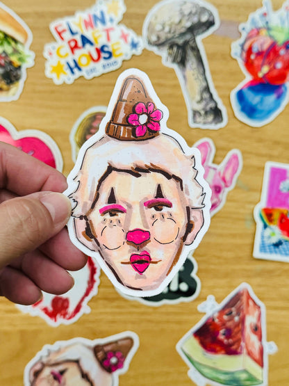 Pretty Clown Artist Decal | Waterproof  Weatherproof | Sticker from Artist Drawings