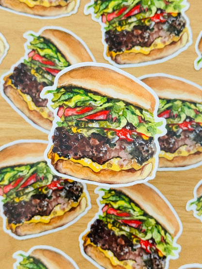 Big Burger Artist Decal | Waterproof  Weatherproof | Foodie Burger lover Stickers