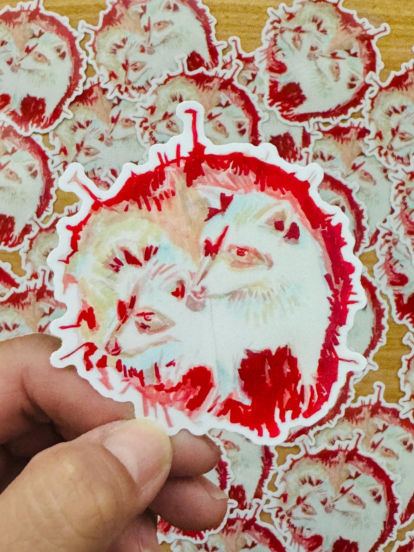 Raccoons in a Log Artist Decal | Waterproof  Weatherproof | Raccoon Woodlands Sticker