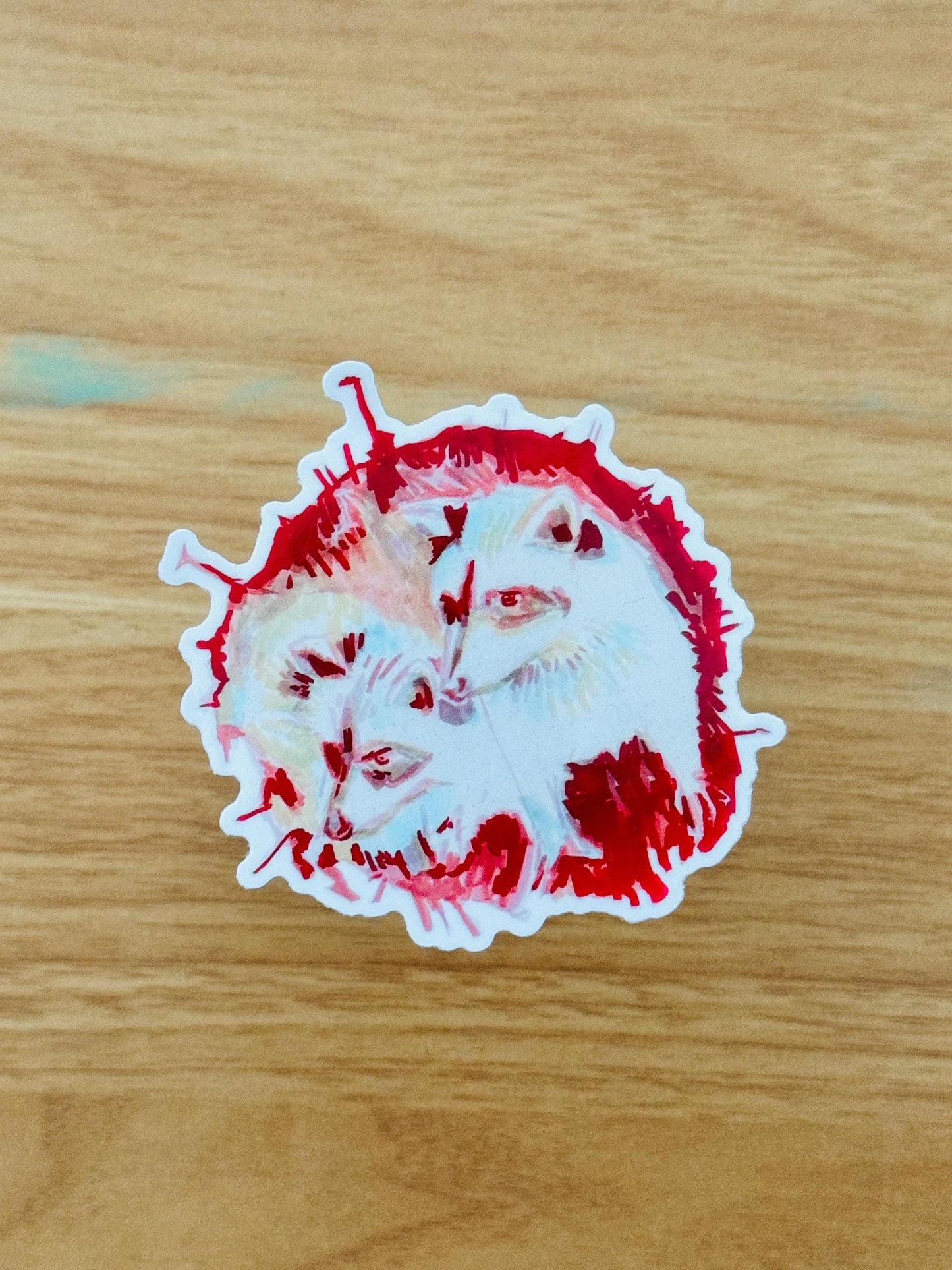 Raccoons in a Log Artist Decal | Waterproof  Weatherproof | Raccoon Woodlands Sticker