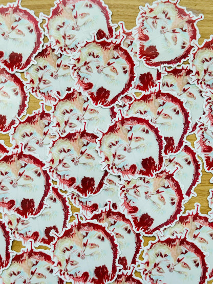 Raccoons in a Log Artist Decal | Waterproof  Weatherproof | Raccoon Woodlands Sticker