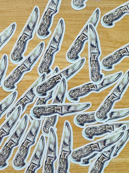 Wood Handled Knife Decal | Waterproof  Weatherproof | Forest Foraging Sticker