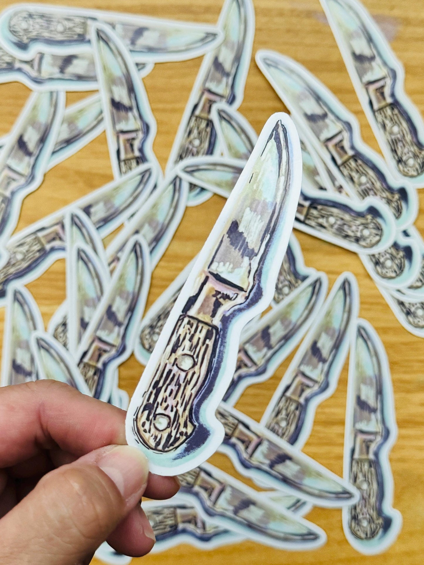 Wood Handled Knife Decal | Waterproof  Weatherproof | Forest Foraging Sticker