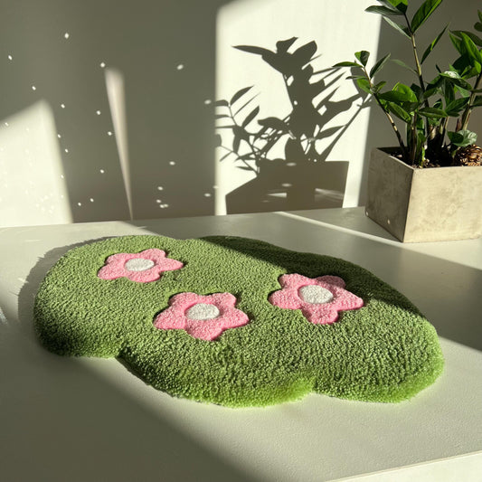 Cute Tufted Keyboard Rug With Flowers and Grass – Lovely Gift Idea for a Sister, Daughter, Girlfriend or Bride