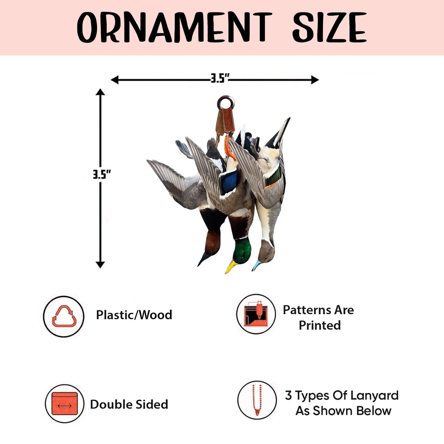 Duck Hunting Flat Ornament, Hunting Rearview Mirror Car Accessories, Hunting Christmas Ornament, Xmas Gift for Dad, Husband, Hunting Lover