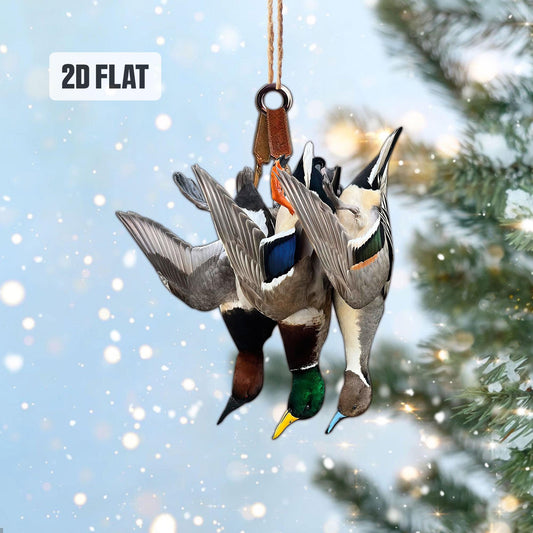 Duck Hunting Flat Ornament, Hunting Rearview Mirror Car Accessories, Hunting Christmas Ornament, Xmas Gift for Dad, Husband, Hunting Lover