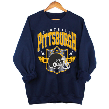 Pittsburgh Shirt Retro Style 90s Vintage Unisex Crewneck, Graphic Tee Gift For Football Fan Sport, Pittsburgh Football Sweatshirt.