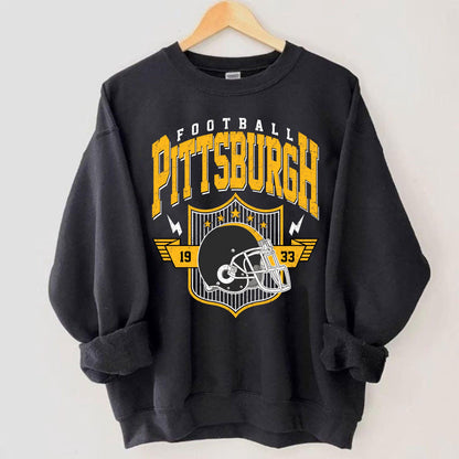 Pittsburgh Shirt Retro Style 90s Vintage Unisex Crewneck, Graphic Tee Gift For Football Fan Sport, Pittsburgh Football Sweatshirt.