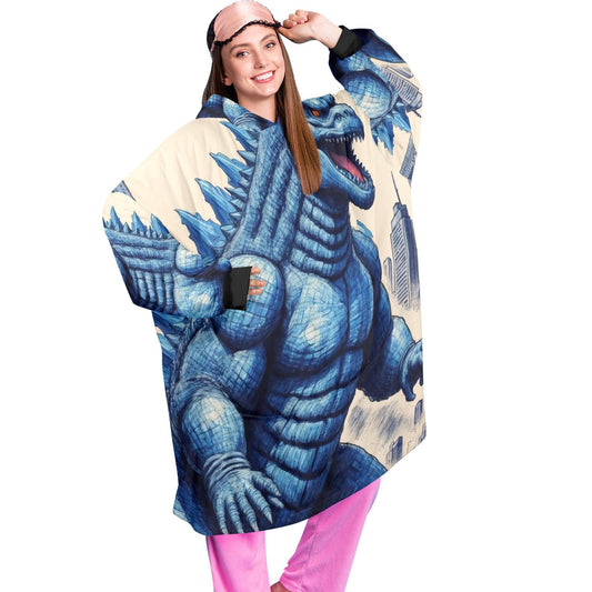 Retro Godzilla Blanket Hoodie Personalized Kaiju Art
