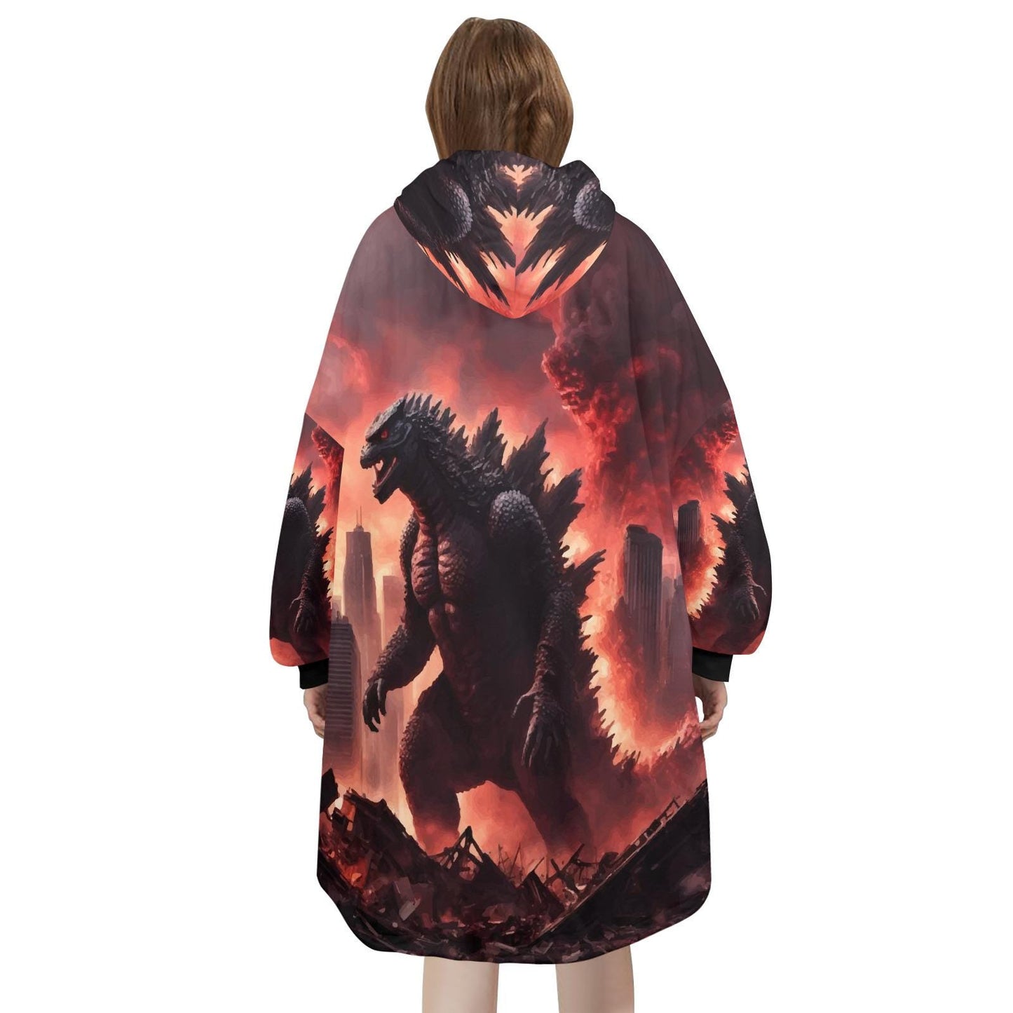Godzilla Blanket Hoodie Kaiju Cartoon Fleece Lounger