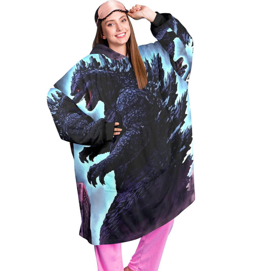 Godzilla Blanket Hoodie Retro Cartoon Comics Personalized Blanket