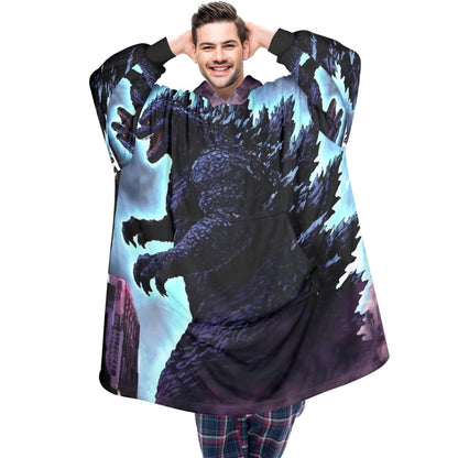 Godzilla Blanket Hoodie Retro Cartoon Comics Personalized Blanket