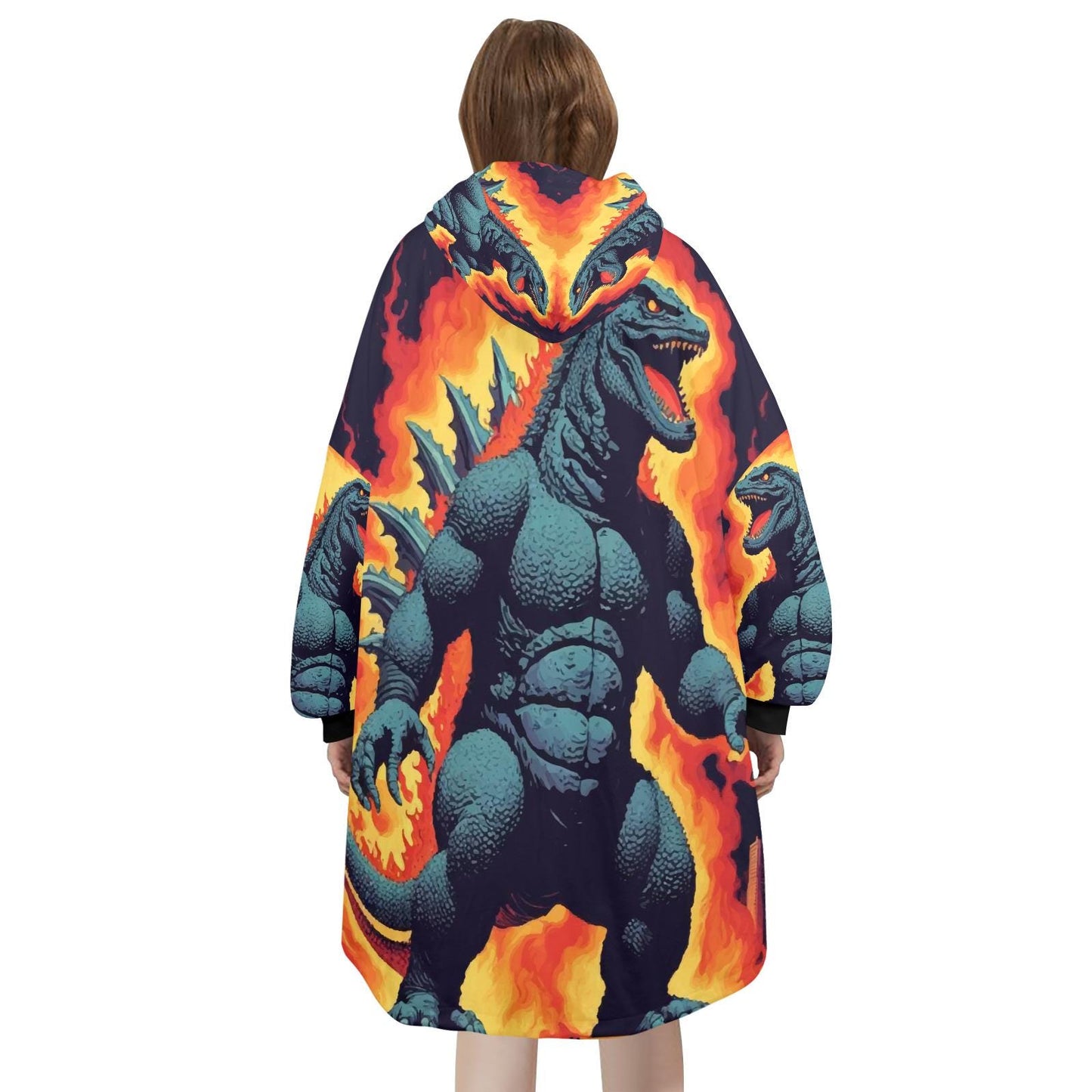 Godzilla Blanket Hoodie Retro Comics Kaiju Personalized Blanket