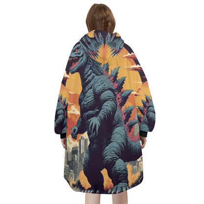 Godzilla Blanket Hoodie Retro Comics Kaiju Personalized Blanket