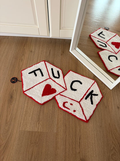Handmade Tufted Rug: Novelty Dice Design, Colorful Accent Rug (28x55cm)