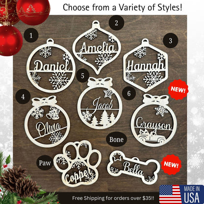 Custom Pet Christmas Ornament | Personalized Dog Bone Ornament | Pet Paw and Dog Bone shape New for 2025 | Ornaments for your Furry Friend