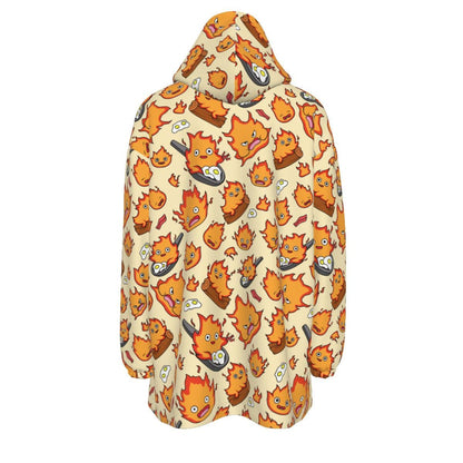 Calcifer Blanket Hoodie | Cozy Fire Wearable Blanket | Anime Loungewear