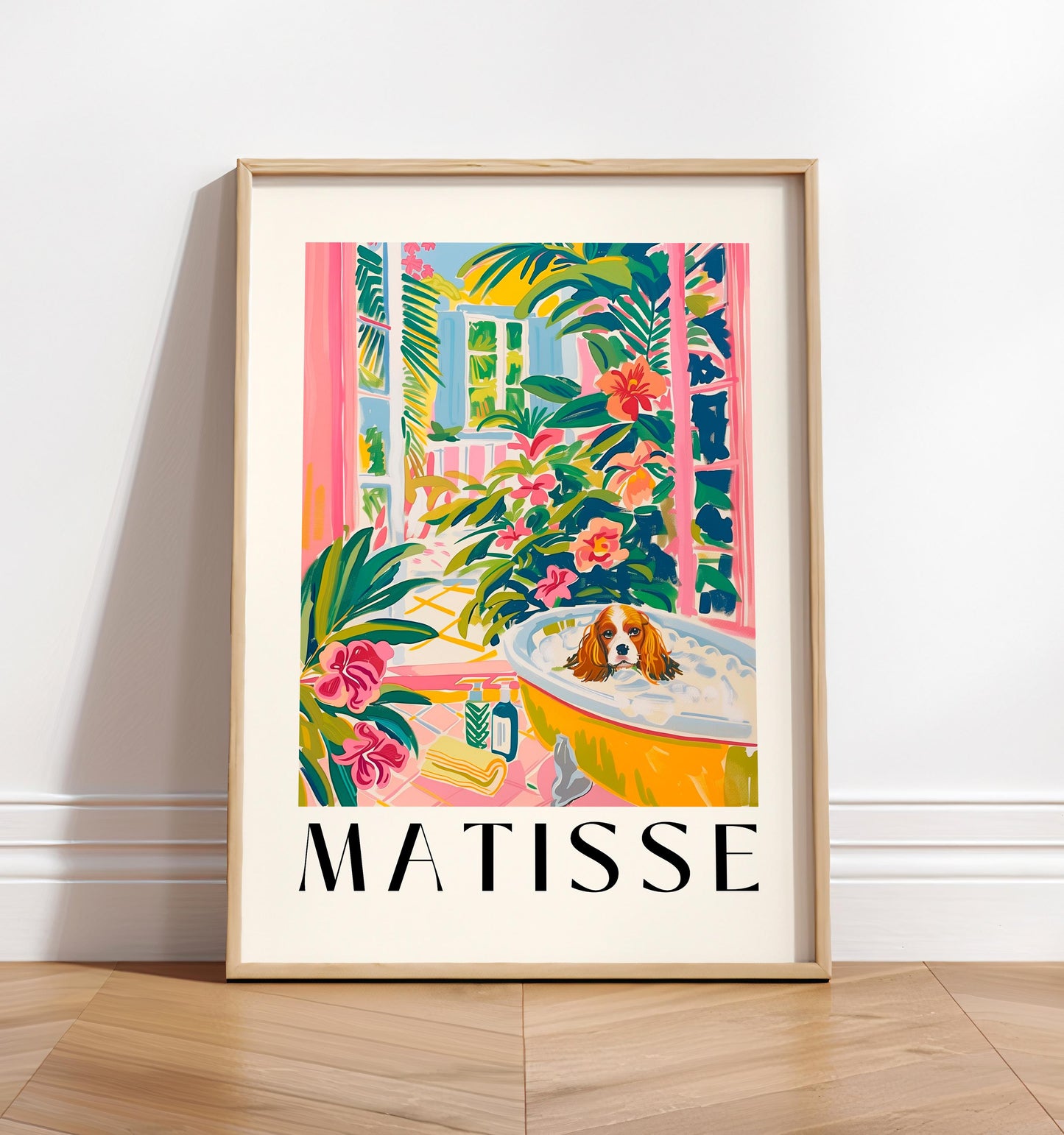 Matisse Style Cavalier King Charles Spaniel Bath Art Print