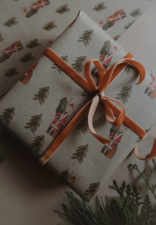 Bunny with a tree Wrapping paper, Christmas Gift Wrap, Green Christmas Wrap, recycled Christmas Gift Warp, Xmas Wrapping paper, gift