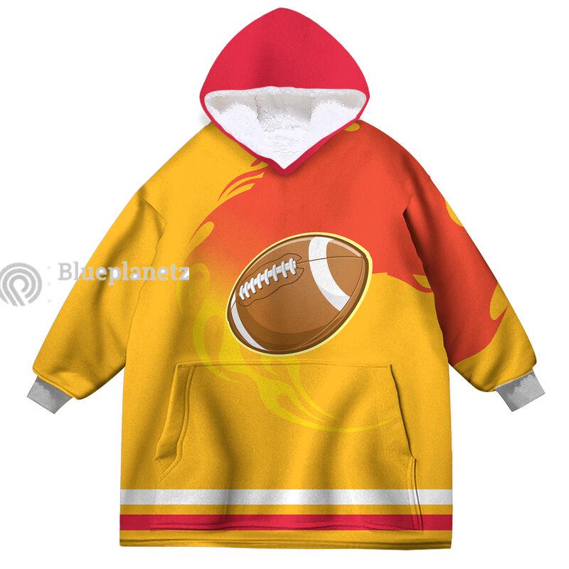 Custom Football Team Hoodies Blanket, Personalized Wearable Hoodies Blanket, Custom Team Name Number Oversized Blanket