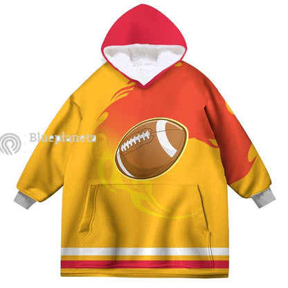 Custom Football Team Hoodies Blanket, Personalized Wearable Hoodies Blanket, Custom Team Name Number Oversized Blanket