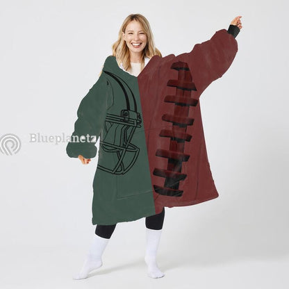 Custom Football Team Hoodies Blanket, Personalized Wearable Hoodies Blanket, Custom Team Name Oversized Blanket, Football Fan's Gift