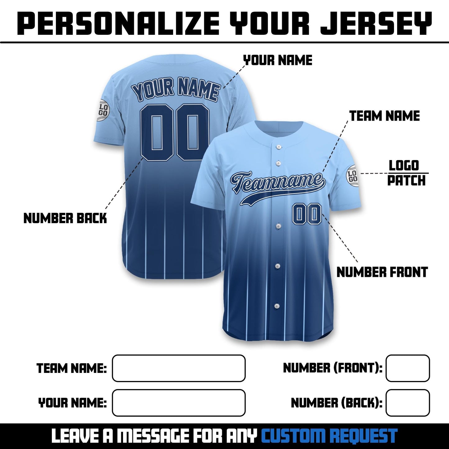 Custom Baseball Jersey With Team Name Number Logo, Personalized Baseball Jersey for Men Women Youth Kid, Blue Baseball Fans Baseball Lovers