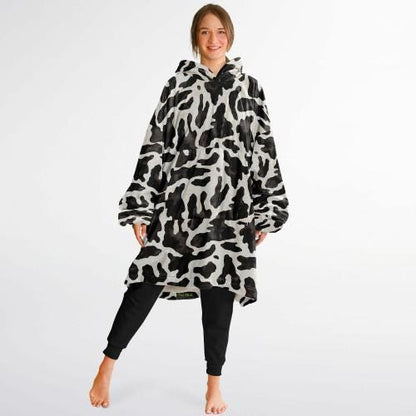 Unisex Cute y2k Cow Print Snug Hoodie,Printed Hooded Blanket with Sleeves, Lounge Wear, All Over Print Hoodie, Birthday Gift,Christmas Gifts
