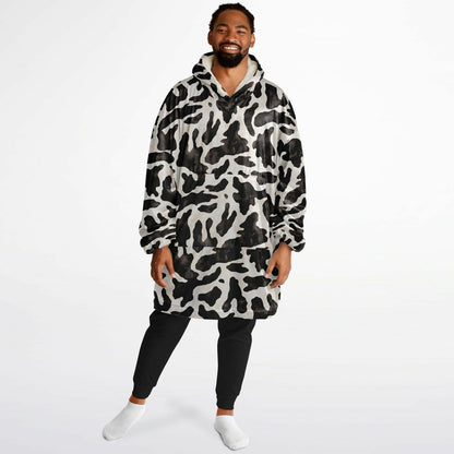 Unisex Cute y2k Cow Print Snug Hoodie,Printed Hooded Blanket with Sleeves, Lounge Wear, All Over Print Hoodie, Birthday Gift,Christmas Gifts