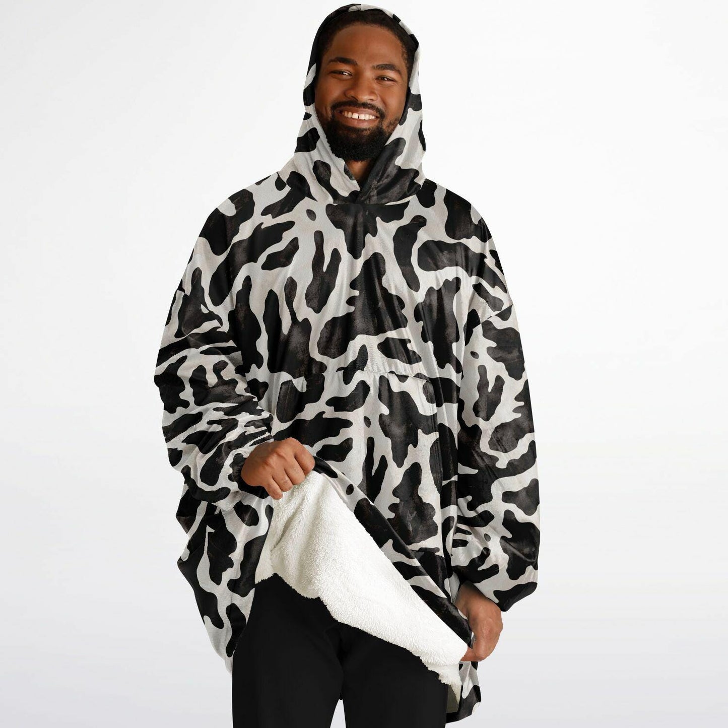Unisex Cute y2k Cow Print Snug Hoodie,Printed Hooded Blanket with Sleeves, Lounge Wear, All Over Print Hoodie, Birthday Gift,Christmas Gifts
