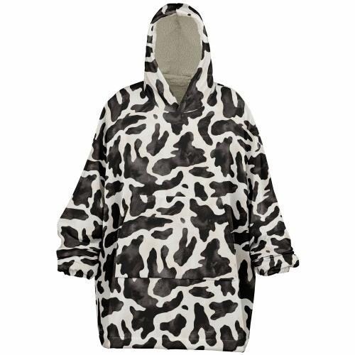 Unisex Cute y2k Cow Print Snug Hoodie,Printed Hooded Blanket with Sleeves, Lounge Wear, All Over Print Hoodie, Birthday Gift,Christmas Gifts