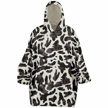 Unisex Cute y2k Cow Print Snug Hoodie,Printed Hooded Blanket with Sleeves, Lounge Wear, All Over Print Hoodie, Birthday Gift,Christmas Gifts