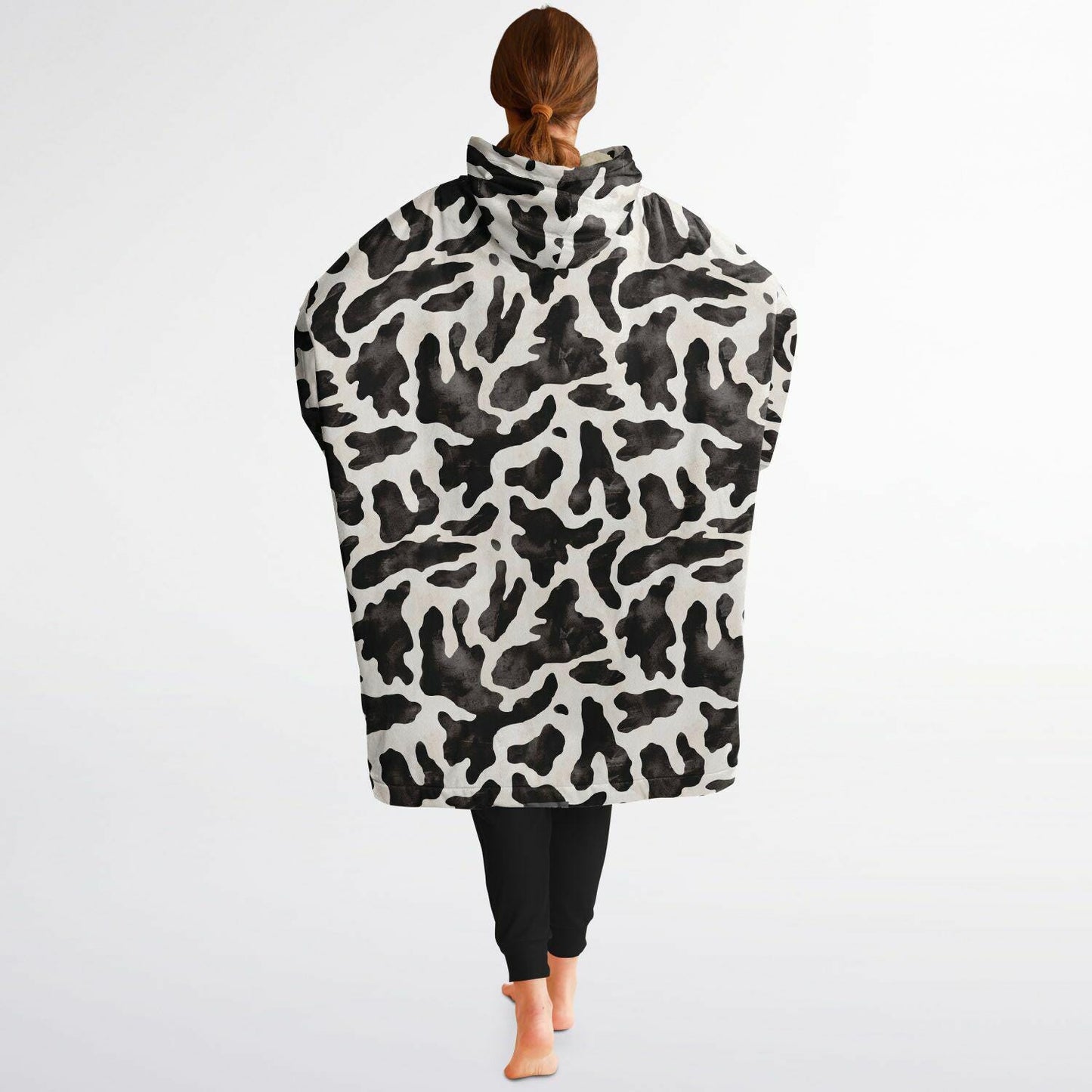 Unisex Cute y2k Cow Print Snug Hoodie,Printed Hooded Blanket with Sleeves, Lounge Wear, All Over Print Hoodie, Birthday Gift,Christmas Gifts