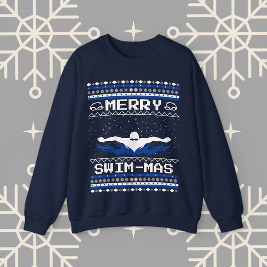 Merry Swim-mas Ugly Christmas , Swimming Christmas Sweatshirt, Funny Christmas Jumper, Gift for Swimmer, Swim Shirt for Men