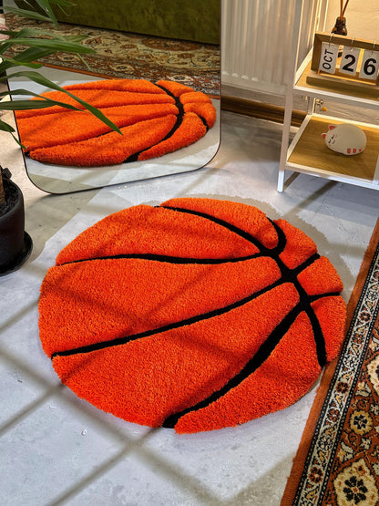 Basketball 3D Rug, 3D Fluffy Ball, Sports Fun Gift, Teenager Room Decor, Game Room Decor, Basketball Player gift, Christmas Gift