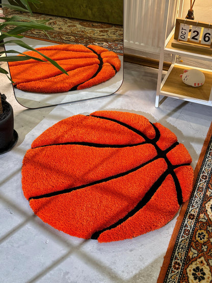 Basketball 3D Rug, 3D Fluffy Ball, Sports Fun Gift, Teenager Room Decor, Game Room Decor, Basketball Player gift, Christmas Gift