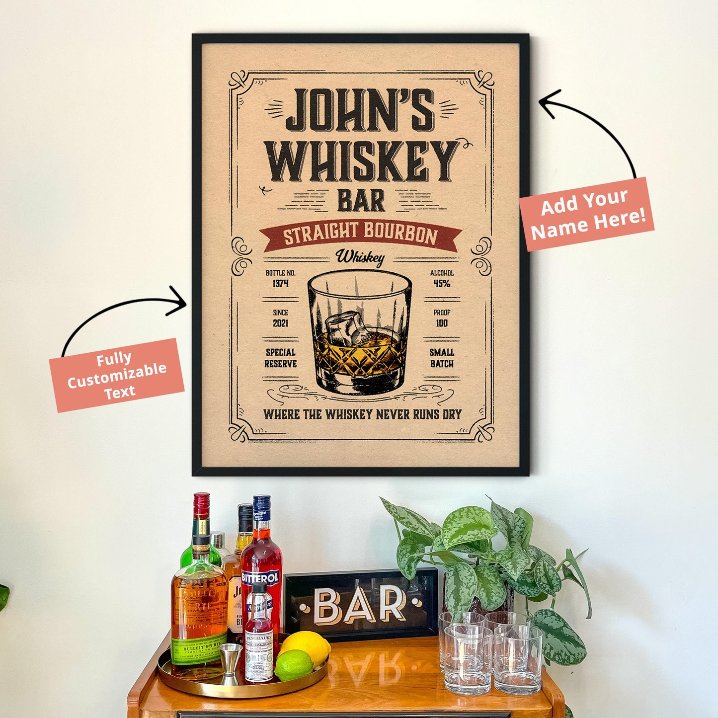 Whiskey Bar Sign, Whiskey Cocktail Print, | Bar Cart Prints | Alcohol Poster, Whiskey Bar Decor,  Whiskey Cocktail Poster