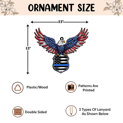 Police Eagle Flat 2D Ornament, Police Rearview Mirror Car Accessories, Thin Blue Line Ornament, Police Officer Gift for Husband, Dad, Son