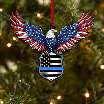 Police Eagle Flat 2D Ornament, Police Rearview Mirror Car Accessories, Thin Blue Line Ornament, Police Officer Gift for Husband, Dad, Son