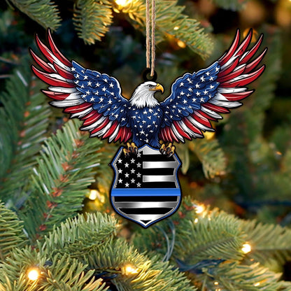 Police Eagle Flat 2D Ornament, Police Rearview Mirror Car Accessories, Thin Blue Line Ornament, Police Officer Gift for Husband, Dad, Son