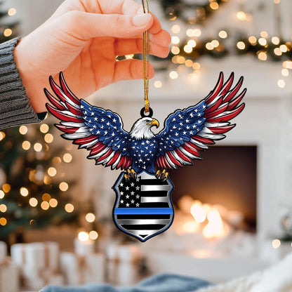 Police Eagle Flat 2D Ornament, Police Rearview Mirror Car Accessories, Thin Blue Line Ornament, Police Officer Gift for Husband, Dad, Son
