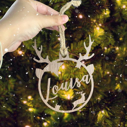 Personalized Wood Christmas Ornament: Laser Cut Xmas Bauble
