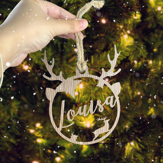 Personalized Wood Christmas Ornament: Laser Cut Xmas Decor