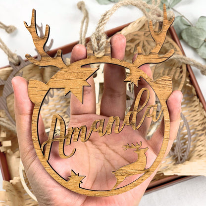 Personalized Wood Christmas Ornament: Laser Cut Name Bauble