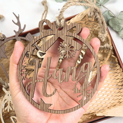 Personalized Wood Christmas Ornament: Laser Cut Xmas Bauble