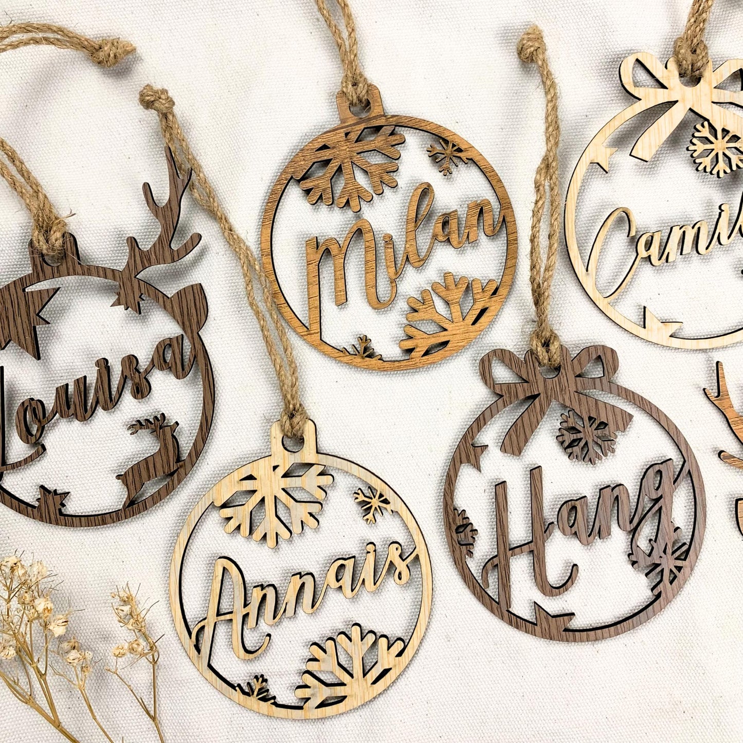 Personalized Wood Christmas Ornament: Laser Cut Name Bauble