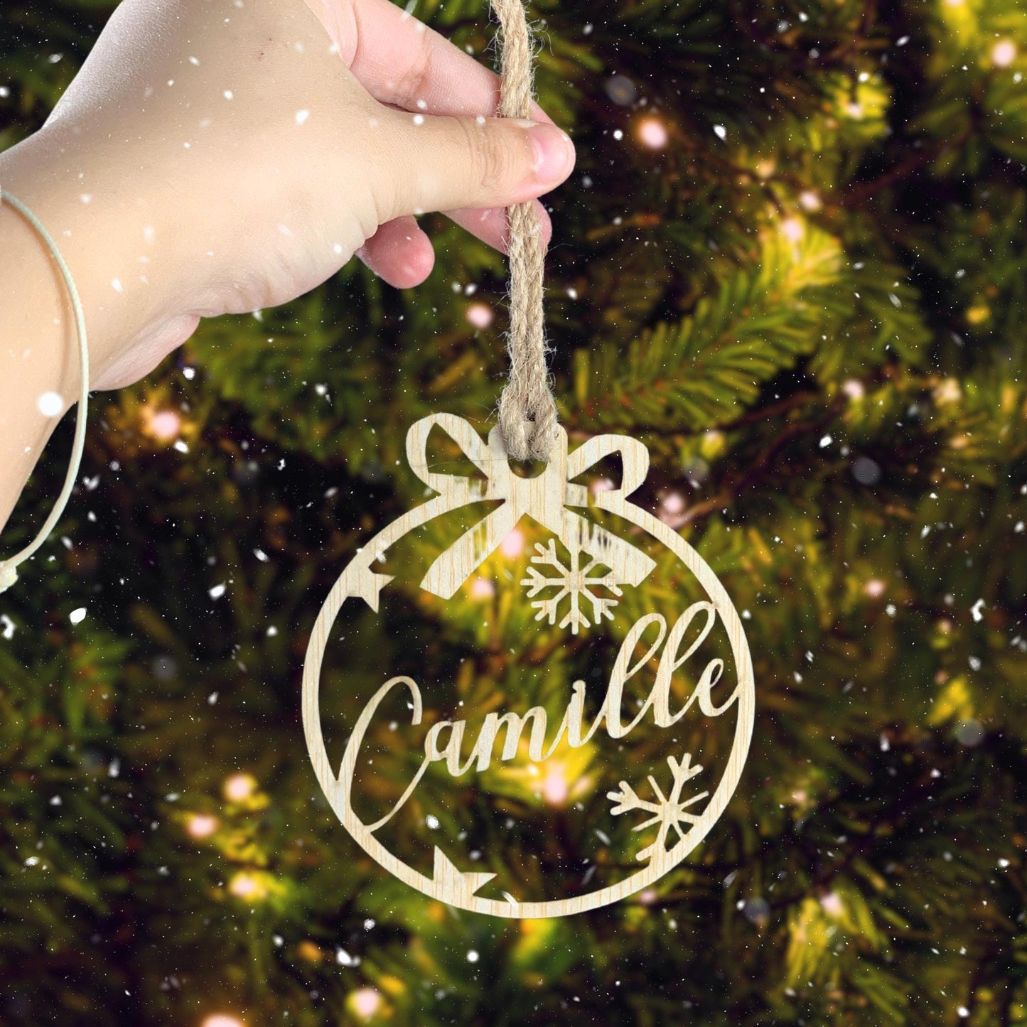Personalized Wood Christmas Ornament: Laser Cut Xmas Decor