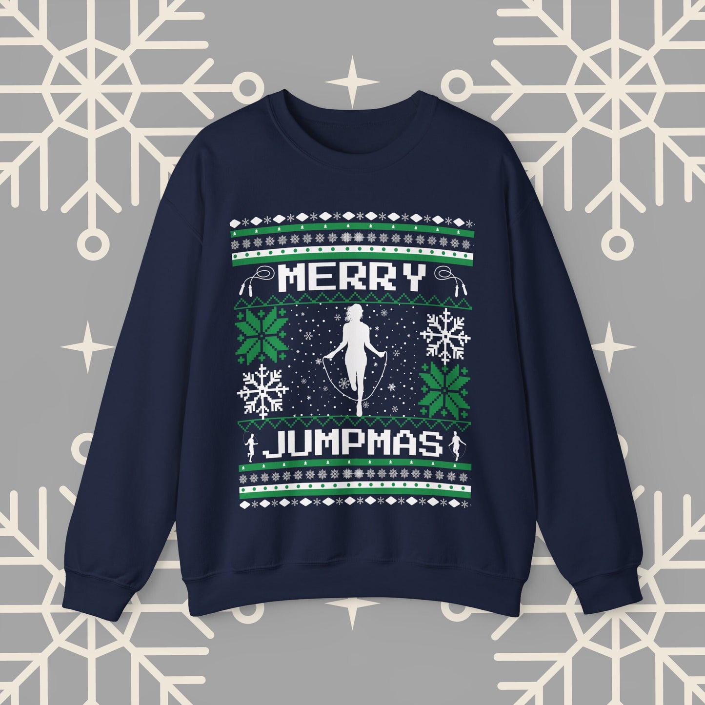 Merry Jumpmas Ugly Christmas , Jump Rope Christmas Sweatshirt, Funny Gym Shirt, Holiday Exercise Crewneck, Skipping Shirt for Women