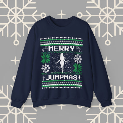 Merry Jumpmas Ugly Christmas , Jump Rope Christmas Sweatshirt, Funny Gym Shirt, Holiday Exercise Crewneck, Skipping Shirt for Women